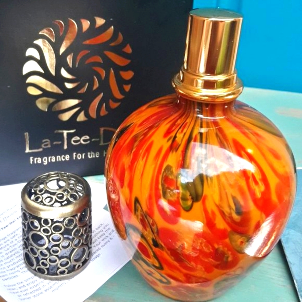 NEW Millefiori Blown Glass Oil Lamp Nwt La Tee Da New in Box Millefiori Art - Picture 2 of 16